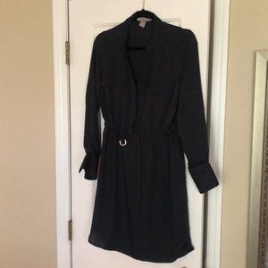 This cute short shirt dress looks cute with leather boots in Fall and Spring.